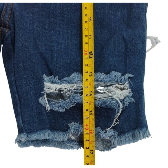 Distressed Denim Bermuda Shorts By Vibrant M.i.U Frayed Hem Made In USA S. - Picture 8 of 8
